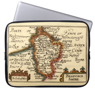 Bedfordshire County England Old Antiquarian Map Laptop Sleeve