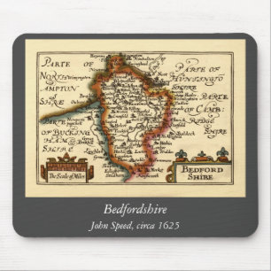 Bedfordshire County England Old Antiquarian Map Mouse Pad