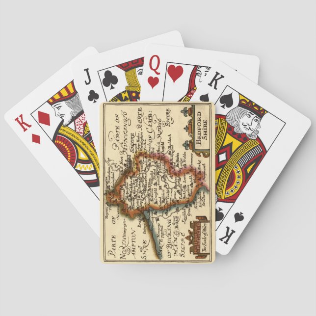 Bedfordshire County England Old Antiquarian Map Playing Cards (Back)