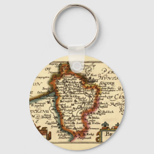 Bedfordshire County Map, England Key Ring
