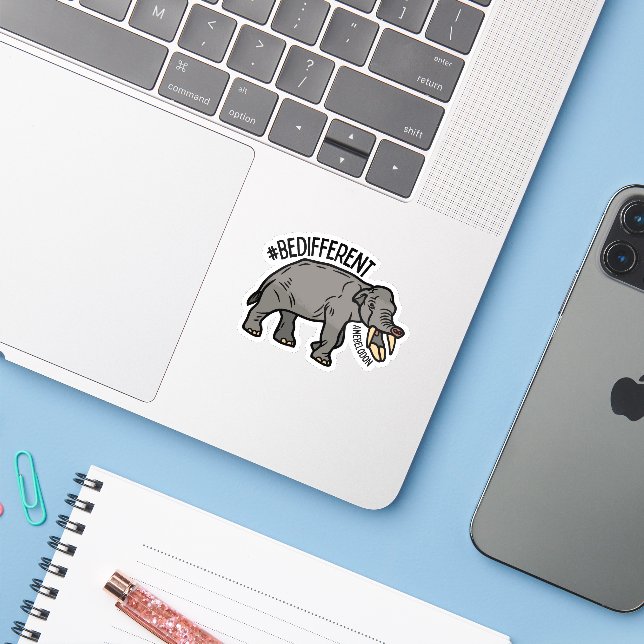 #BeDifferent Amebelodon Sticker (Laptop w/ iPhone)