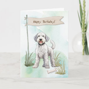 Bedlington Terrier Breed Dog Under Birthday Sign Card