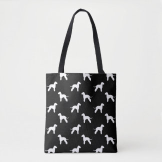 Bedlington Terrier Dog Breed Silhouettes Patterned Tote Bag