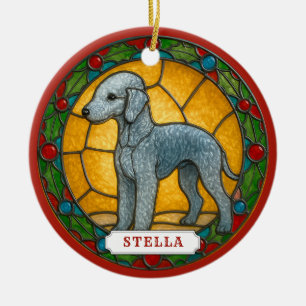 Bedlington Terrier Dog Ceramic Circle Ornament