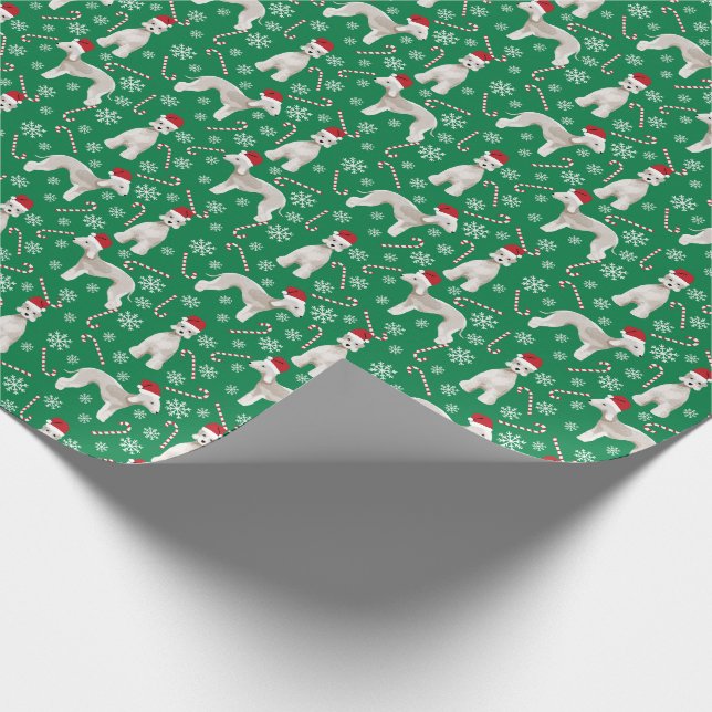 Bedlington Terrier dog christmas wrapping paper (Corner)