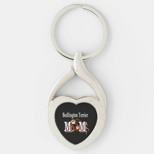 Bedlington Terrier Dog MOM Key Ring (Front)