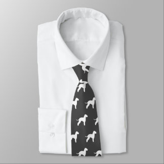Bedlington Terrier Dog Silhouettes Pattern Grey Tie