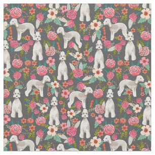 bedlington terrier dog vintage florals dark fabric