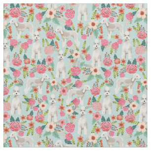 Bedlington Terrier dog vintage florals mint Fabric