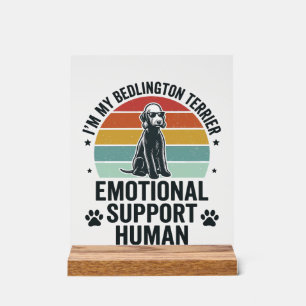 Bedlington Terrier Emotional Support Human Vintage Acrylic Sign