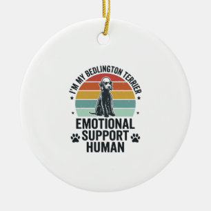 Bedlington Terrier Emotional Support Human Vintage Ceramic Tree Decoration