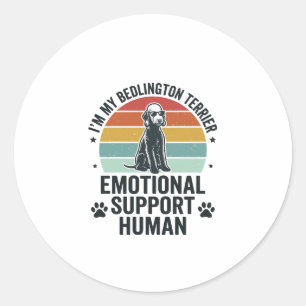 Bedlington Terrier Emotional Support Human Vintage Classic Round Sticker