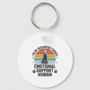 Bedlington Terrier Emotional Support Human Vintage Key Ring