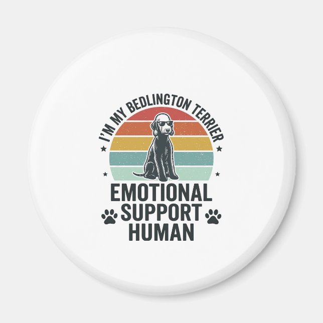 Bedlington Terrier Emotional Support Human Vintage Magnet (Front)