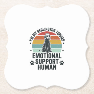 Bedlington Terrier Emotional Support Human Vintage Paper Coaster