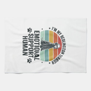 Bedlington Terrier Emotional Support Human Vintage Tea Towel