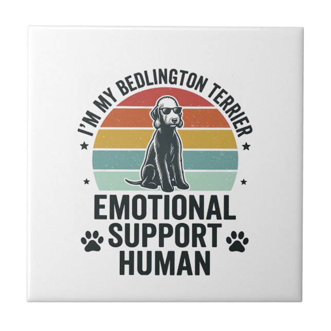 Bedlington Terrier Emotional Support Human Vintage Tile (Front)