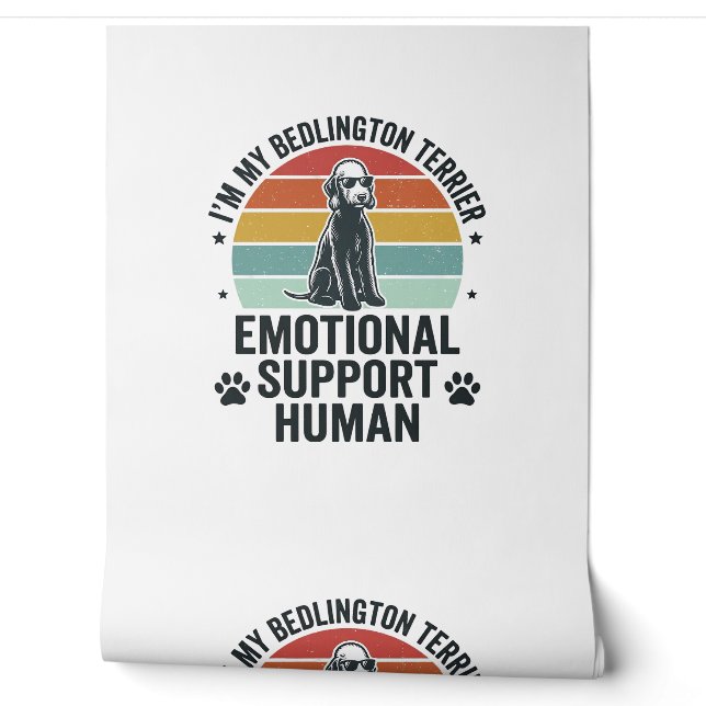 Bedlington Terrier Emotional Support Human Vintage Wallpaper (Unrolling)