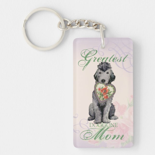Bedlington Terrier Heart Mum Keychain (Front)