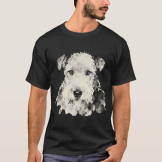Bedlington Terrier Ink Painting Close-up T-Shirt