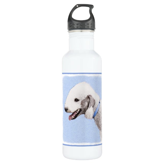 Bedlington Terrier Painting - Original Dog Art 710 Ml Water Bottle (Front)