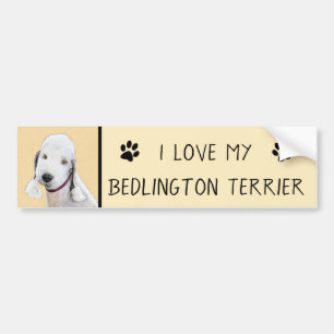 Bedlington Terrier Painting - Original Dog Art Bumper Sticker
