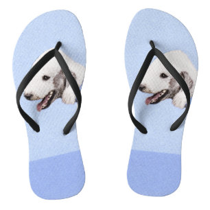 Bedlington Terrier Painting - Original Dog Art Jandals