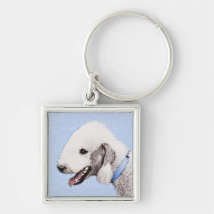 Bedlington Terrier Painting - Original Dog Art Key Ring