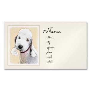 Bedlington Terrier Painting - Original Dog Art Magnetic Business Card