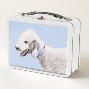 Bedlington Terrier Painting - Original Dog Art Metal Lunch Box
