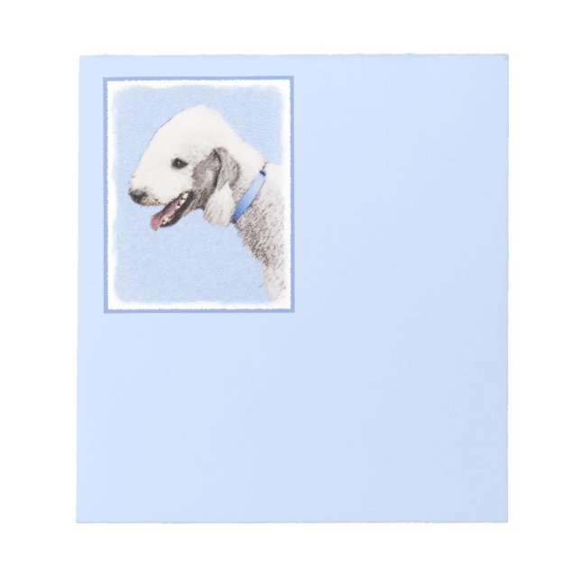 Bedlington Terrier Painting - Original Dog Art Notepad (Front)