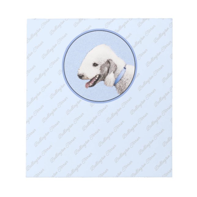 Bedlington Terrier Painting - Original Dog Art Notepad (Front)