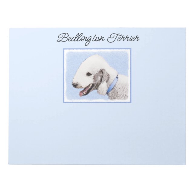Bedlington Terrier Painting - Original Dog Art Notepad (Front)