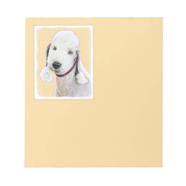 Bedlington Terrier Painting - Original Dog Art Notepad (Front)