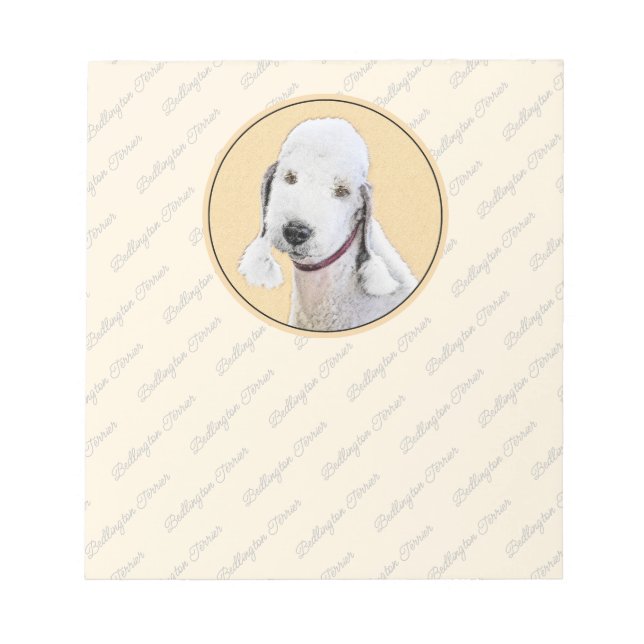 Bedlington Terrier Painting - Original Dog Art Notepad (Front)