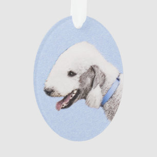 Bedlington Terrier Painting - Original Dog Art Ornament