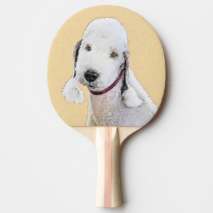 Bedlington Terrier Painting - Original Dog Art Ping Pong Paddle