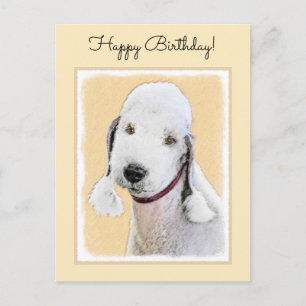 Bedlington Terrier Painting - Original Dog Art Postcard