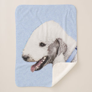 Bedlington Terrier Painting - Original Dog Art Sherpa Blanket