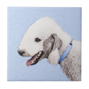 Bedlington Terrier Painting - Original Dog Art Tile