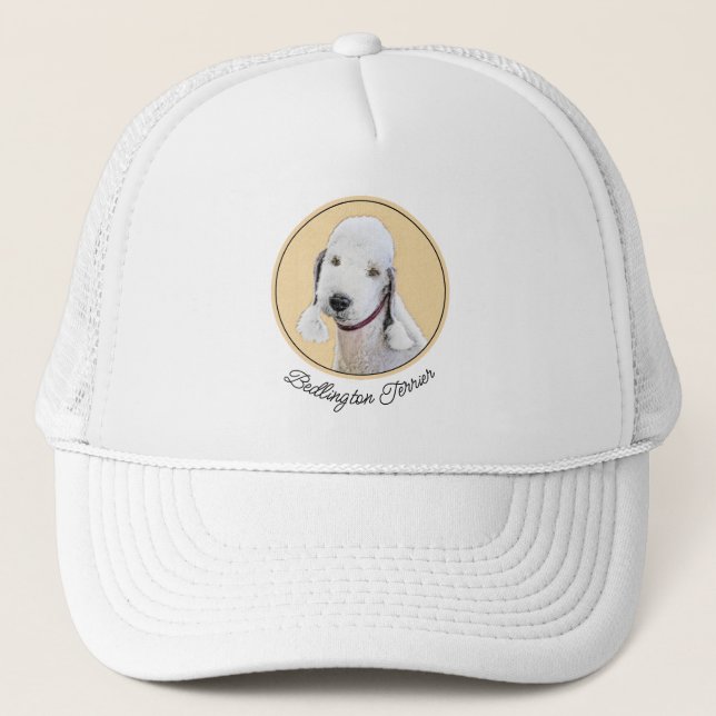 Bedlington Terrier Painting - Original Dog Art Trucker Hat (Front)