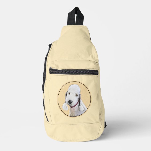 Bedlington Terrier Painting Sandy Colour Dog Art Sling Bag (Front)