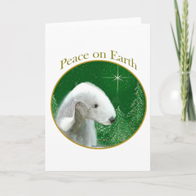 Bedlington Terrier Peace Holiday Card (Front)