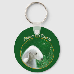 Bedlington Terrier Peace Key Ring