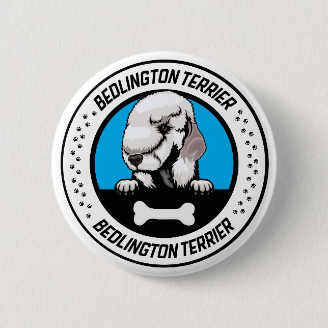 Bedlington Terrier Peeking Illustration Badge (Front)