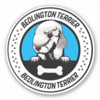 Bedlington Terrier Peeking Illustration Badge