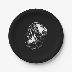 Bedlington Terrier portrait dog mum Paper Plate