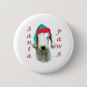 Bedlington Terrier Santa Paws 6 Cm Round Badge