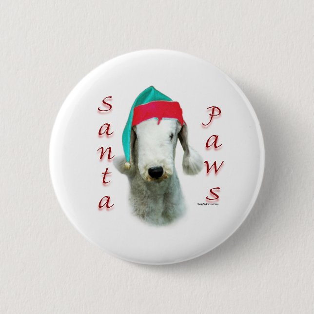 Bedlington Terrier Santa Paws 6 Cm Round Badge (Front)