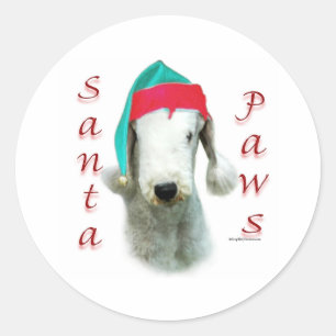 Bedlington Terrier Santa Paws Classic Round Sticker